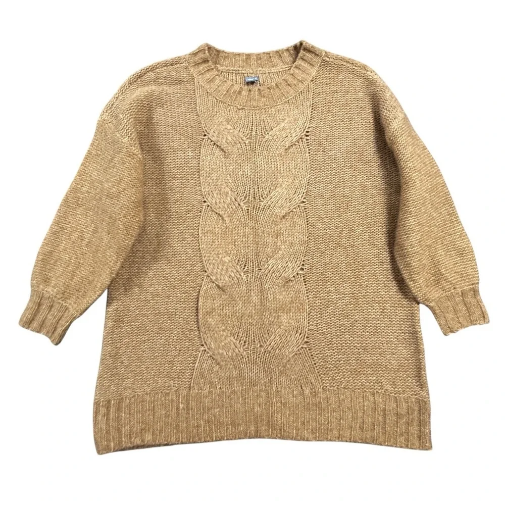 Aerie‎ Sweater Womens Rust Orange S Wool Blend Oversized Cable Knit Lightweight